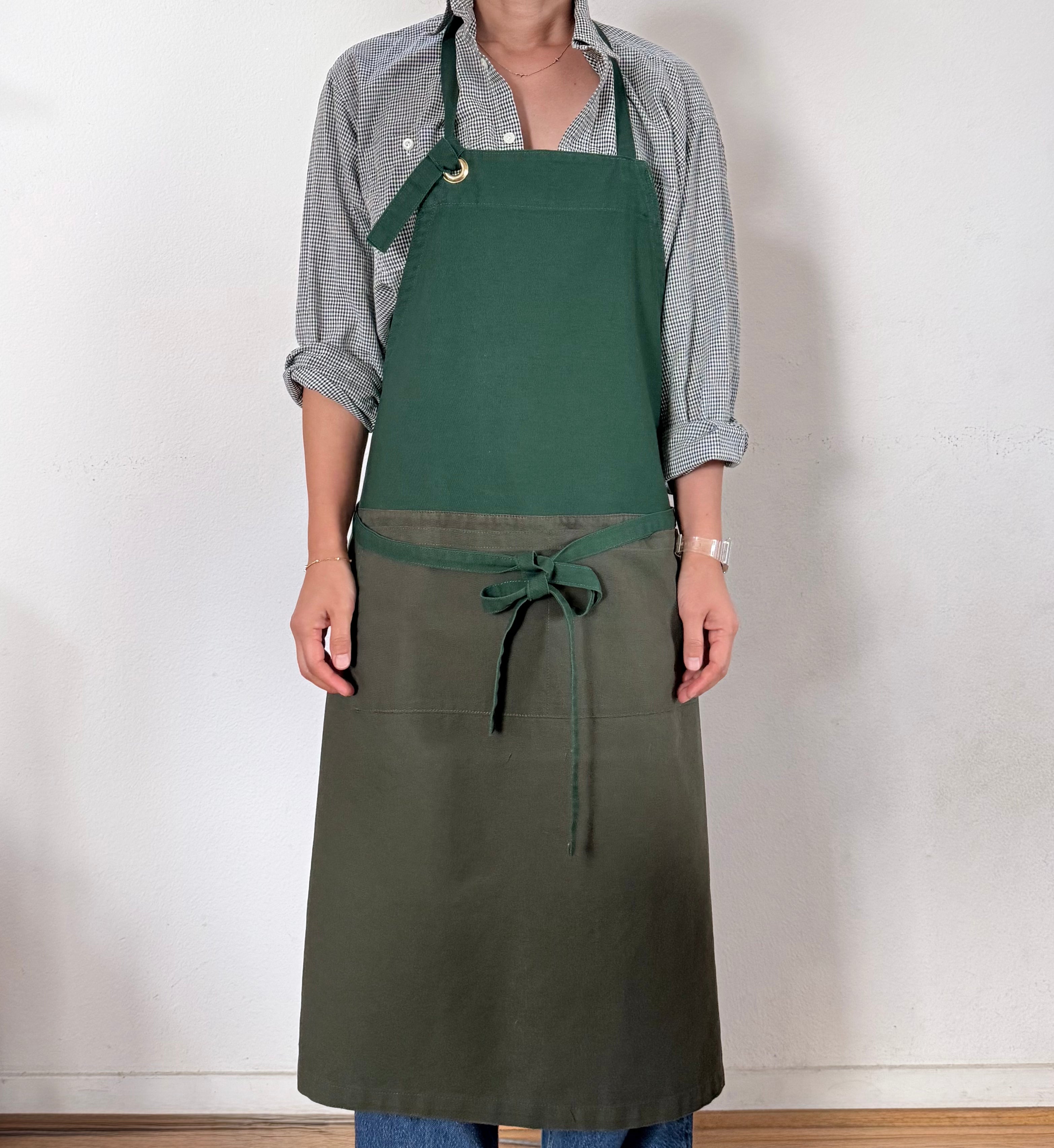 G.K.P. Apron: Hunter X Olive Green Lightweight Canvas