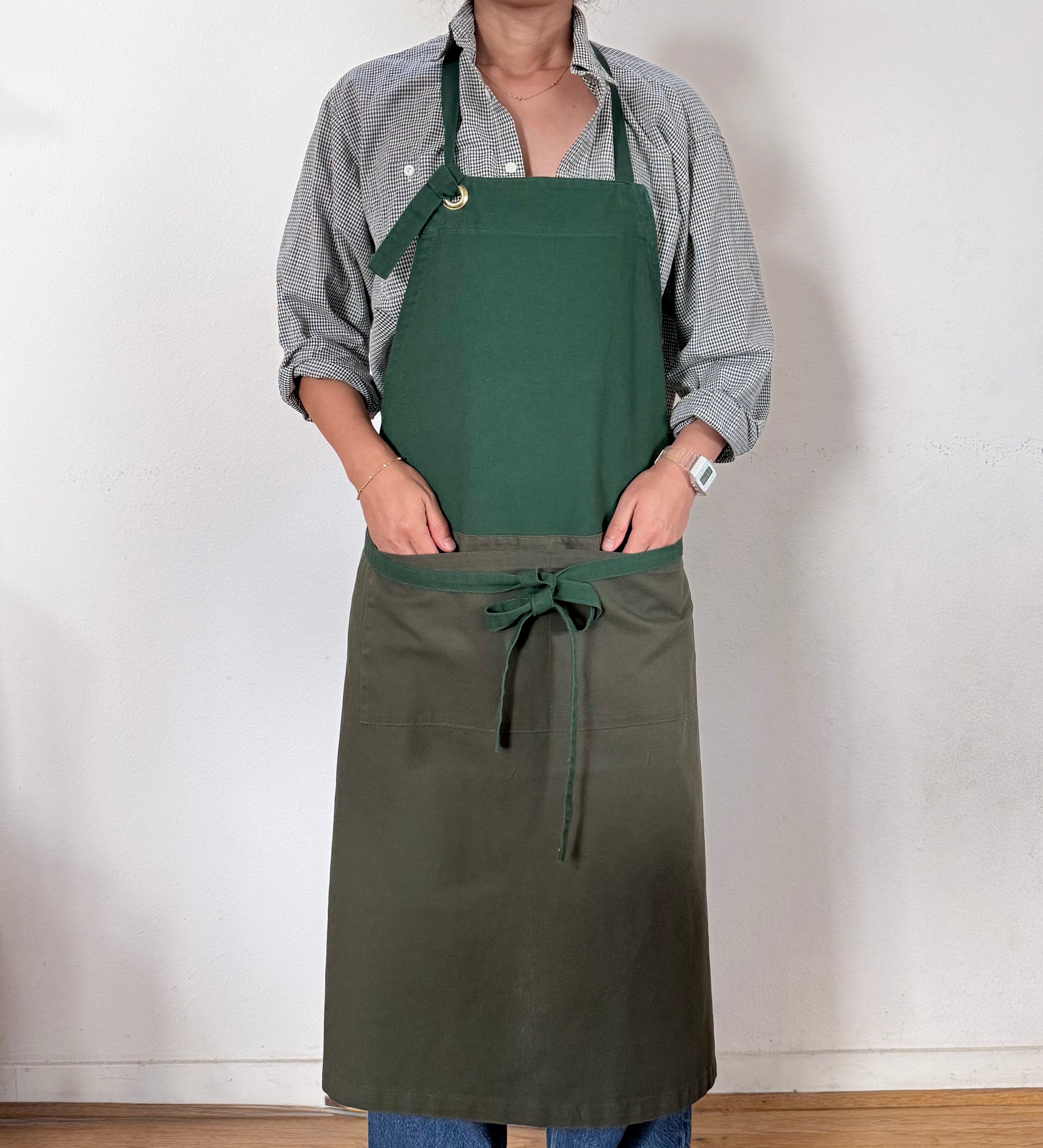G.K.P. Apron: Hunter X Olive Green Lightweight Canvas