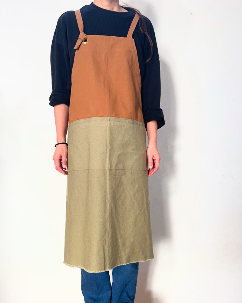 G.K.P. Apron: Organic Caramel X Khaki